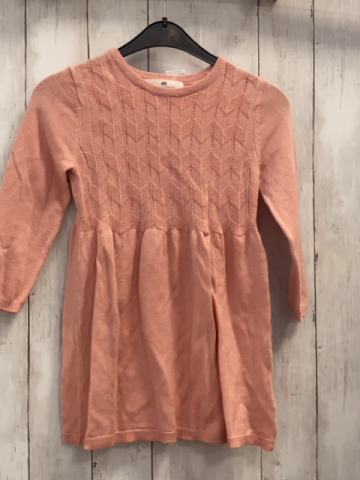 H&M  Kleid  Gr. 98  rosa Strick Rippen mit Lochmuster 