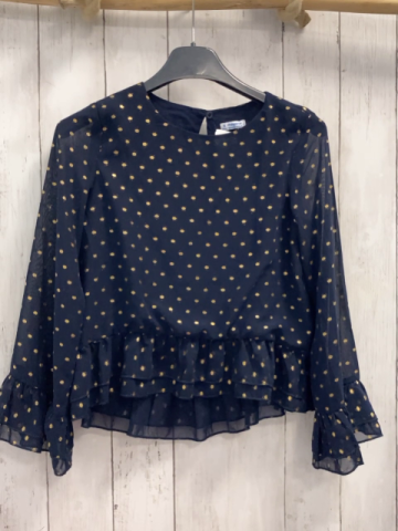 Mayoral  Bluse  Gr. 140  blau goldene glänzende Punkte 