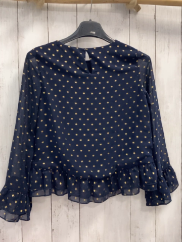 Mayoral  Bluse  Gr. 140  blau goldene glänzende Punkte 