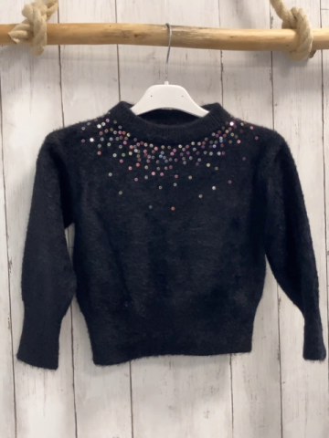   Pullover  Gr. 110  schwarz Strick flusig mit Pailetten 