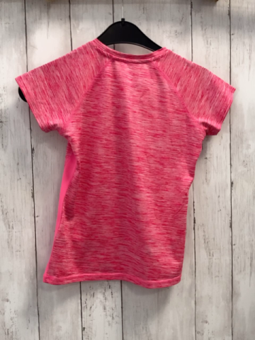   Sportshirt Gr. 122/128  pink weiß meliert graue Schrift 