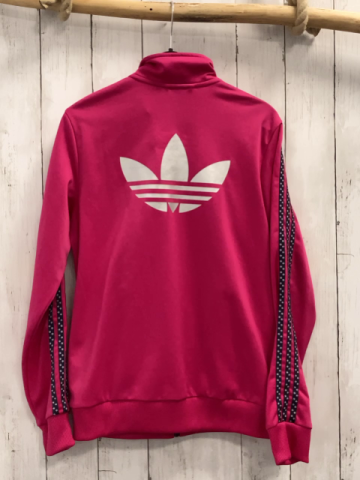 Adidas  Joggingjacke  Gr. 164  pink schwarze Streifen mit hellgrauen Sternen 