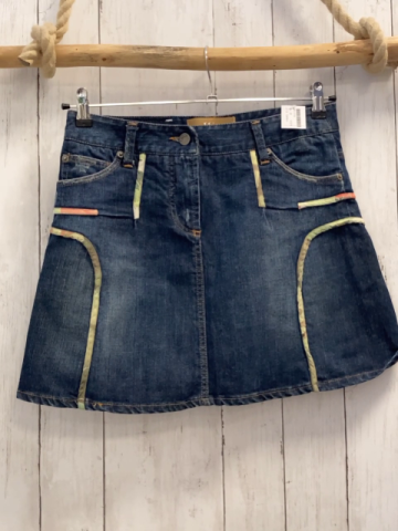 Gaillano  Rock Gr. 28/42  blau Jeans bunter Bund orange Nähte 