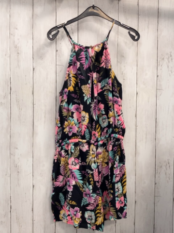  Playsuit  Gr. 152  schwarz bunte Blüten + Blätter 