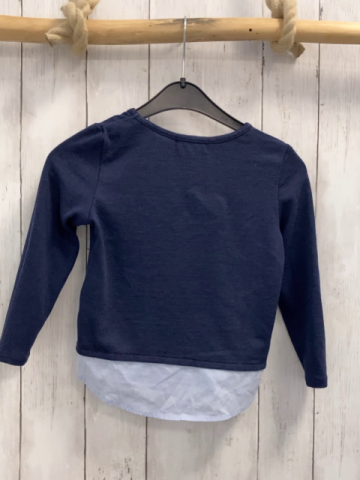 H&M  Pullover  Gr. 98  blau Strick hellblauer Blusensaum 