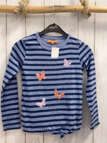 Staccato  Pullover  Gr. 104  blau hellblau Streifen Schmetterlinge mit Pailetten 