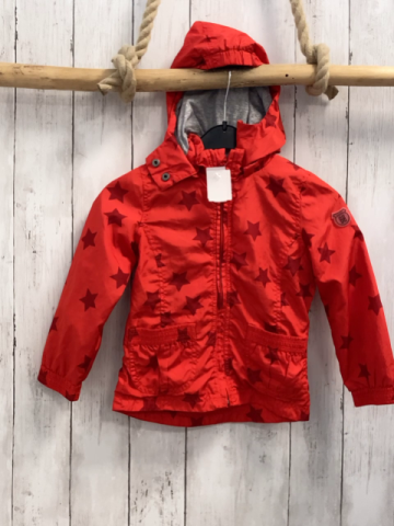 Esprit  Regenjacke  Gr. 104  hellrot rote Sterne Kapuze 