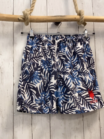 US Polo Assn  Badeshorts  Gr. 158/164  weiß grau blaue Blätter 