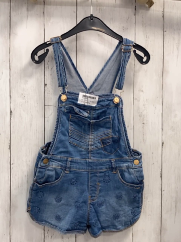 Majoral  Latzshorts  Gr. 110  blau Jeans Rosetten orange Nähte 