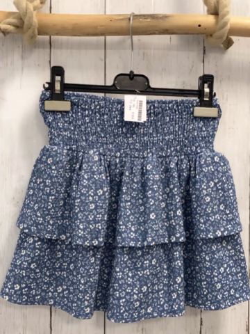 Zara  Rock Gr. 140  blau Struktur Rüschen weiße Blumen 