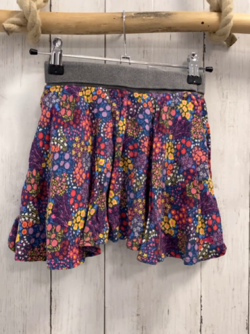 Esprit  Rock Gr. 140  bunte Blumen grauer Rippenbund 