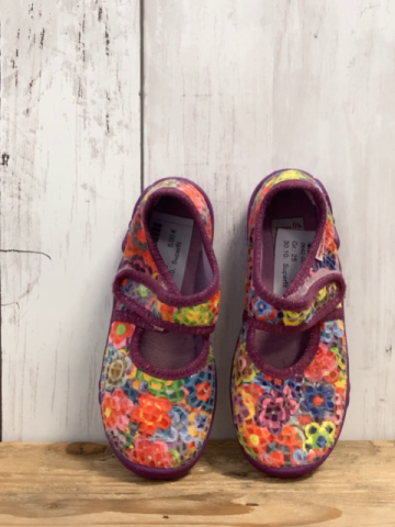 Superfit  Hausschuhe  Gr. 25  bunte Blumen lila Bund + Sohle 