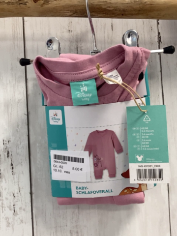 neu Schlafanzug Gr. 62  rosa Reh