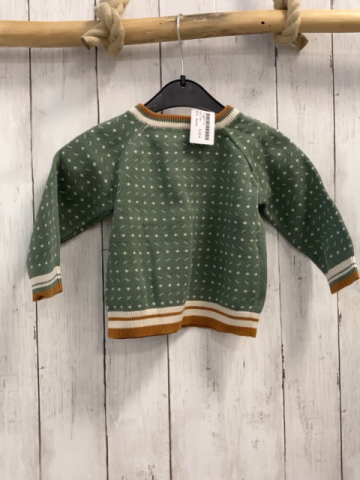 Alana  Pullover  Gr. 86  oliv creme Muster creme ocker Streifenbund 