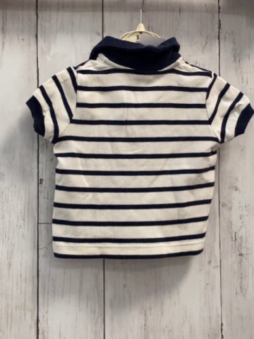 Petit Bateau  Poloshirt Gr. 68  weiß blaue Streifen + blauer Polokragen