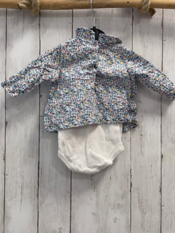 Petit Bateau  Bluse  Gr. 62  weiß bunte Früchte petrol Blätter weißes Bodunterteil 