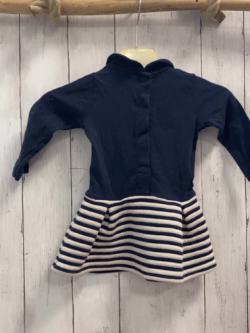 Petit Bateau  Kleid  Gr. 74  blaues Oberteil weiß blau gestreifter Rock 