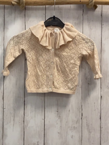 H&M  Strickjacke  Gr. 68  beige großer Kragen Lochmuster 