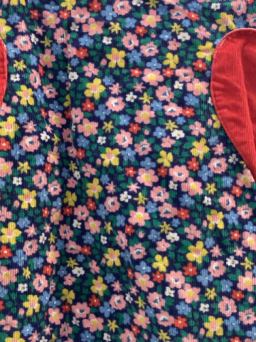 Mini Boden  Rock Gr. 134  blau Kord bunte Blumen rote Herztaschen 
