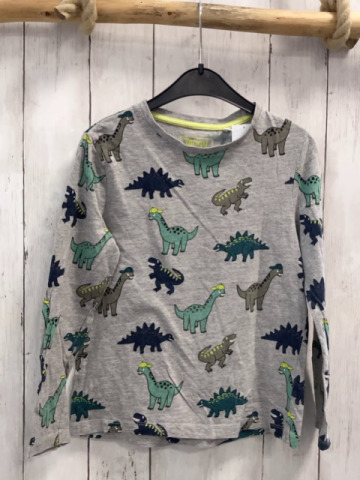   Langarmshirt  Gr. 134  hellgrau bunte Dinos 