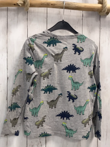   Langarmshirt  Gr. 134  hellgrau bunte Dinos 