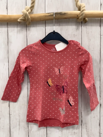   Langarmshirt  Gr. 92  hellrot Schmetterlinge mit Glitzer 