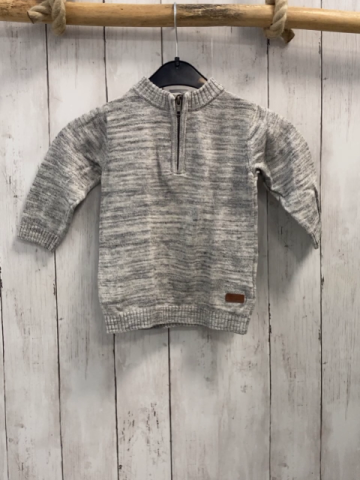 H&M  Pullover  Gr. 80  hellgrau meliert Strick Reißverschluss 