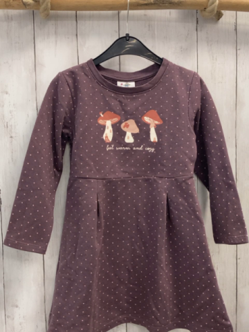   Kleid  Gr. 110  aubergine Pilze rosa Punkte 