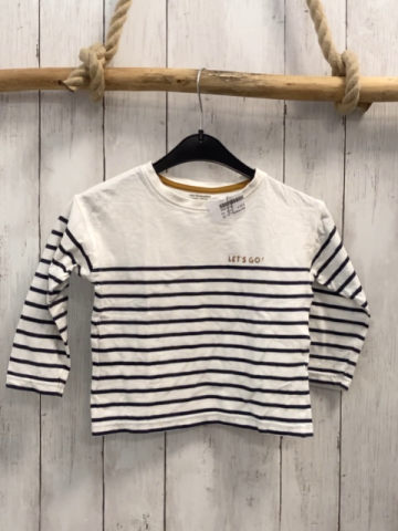 Vertbaudet Langarmshirt Gr. 104  weiß blaue streifen