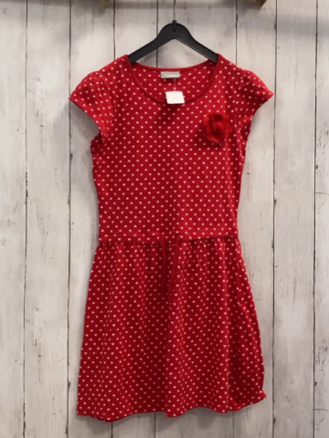   Kleid  Gr. 146  rosa weiße Herzen rote Rosette 