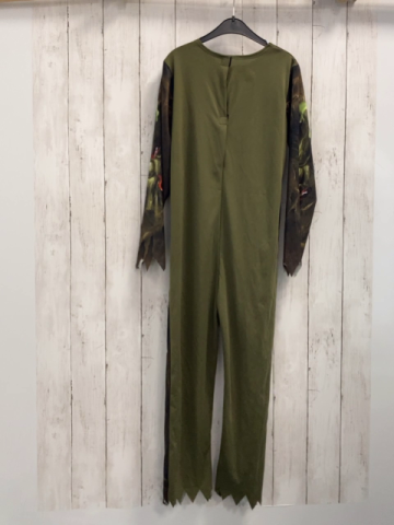   Karnevalkostüm  Gr. 134  oliv brauner Overall mit Spinnen 