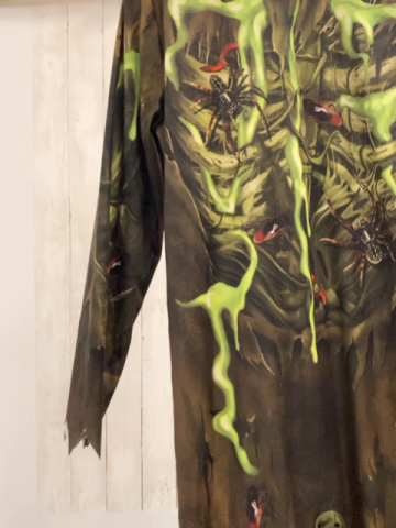   Karnevalkostüm  Gr. 134  oliv brauner Overall mit Spinnen 