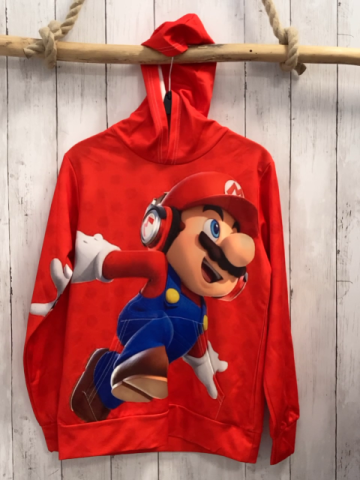  Pullover  Gr. 146/152  rot Kapuze Super Mario 