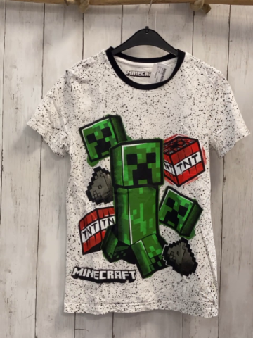 Minecraft  T-Shirt  Gr. 158  weiß schwarze Punkte Minecraft 