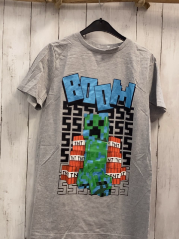 Minecraft  T-Shirt  Gr. 158/164  grau Figuren Schrift minecraft 
