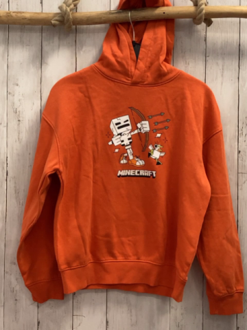 Minecraft  Pullover  Gr. 146/152  orange Kapuze Figur mit Pfeil + Boden Schrift 