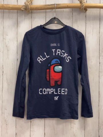 Among us  Langarmshirt  Gr. 146/152  blau Figur Schrift 