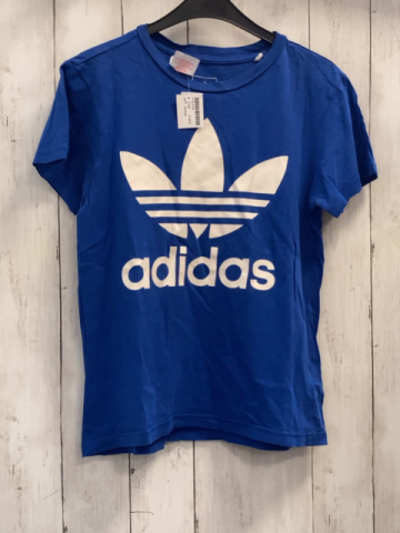 Adidas  T-Shirt  Gr. 146  blau weiße Schrift + weißes Label 