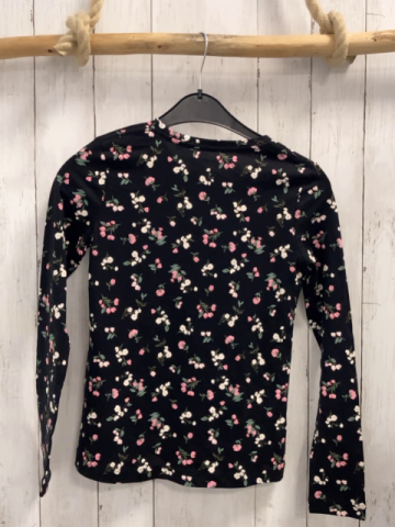   Langarmshirt  Gr. 146/152  schwarz Blumen 