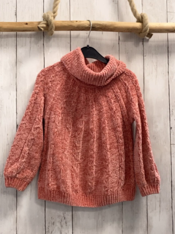  Pullover Gr. 122  himbeere Strick Kragen