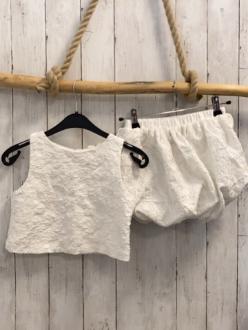 2tlg H&M Sommerbluse + Rock Gr. 122  weiß Struktur