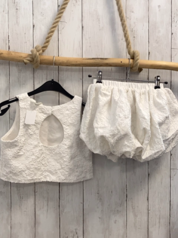 2tlg H&M Sommerbluse + Rock Gr. 122  weiß Struktur