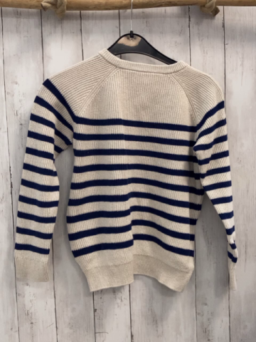 H&M  Pullover  Gr. 134/140  beige blaue Streifen Strick 
