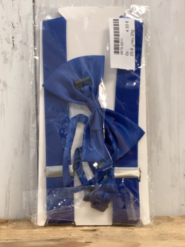 neu 2tlg  Hosenträger + Fliege  blau 