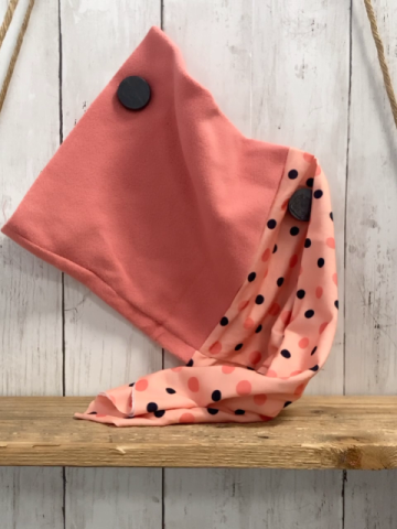 neu  Rundschal orange mit Punkten + lachs Fleece 