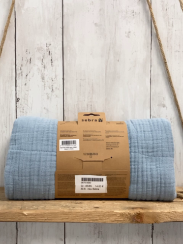 neu Sebra  Babydecke  Gr. 85/85  hellblau  Musselin Bio Baumwolle 