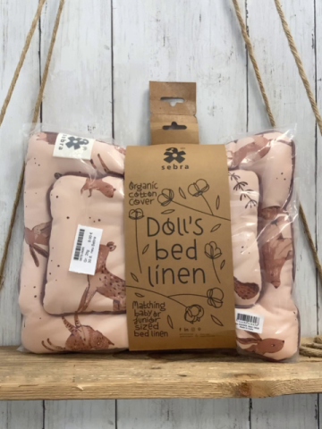 neu Sebra  Puppenbettwäsche  Gr. 2tlg   rosa mit Tieren 