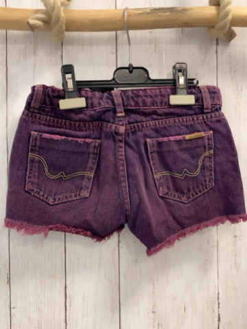 Le Lic Petit  Shorts  Gr. 128  lila grau pflame meliert Jeans Fransensaum 