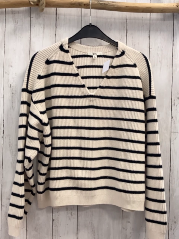 Uniqlo  Pullover  Gr. 146/152  creme schwarze Streifen Strick 