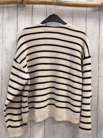 Uniqlo  Pullover  Gr. 146/152  creme schwarze Streifen Strick 